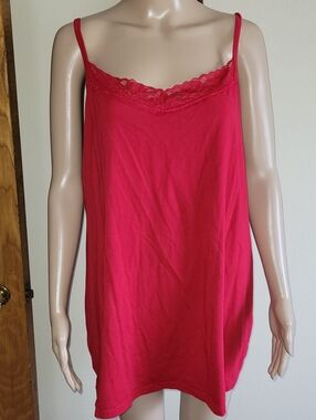Catherines, Women’s Lace-Trim Cami Tank Top - Red.  Size 3X Or 26/28W.